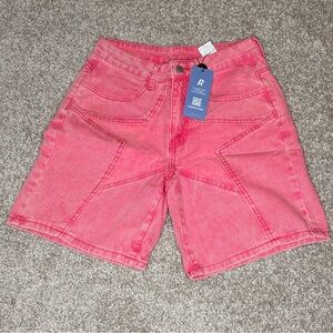 ROMWE Pink Star Patterned Shorts